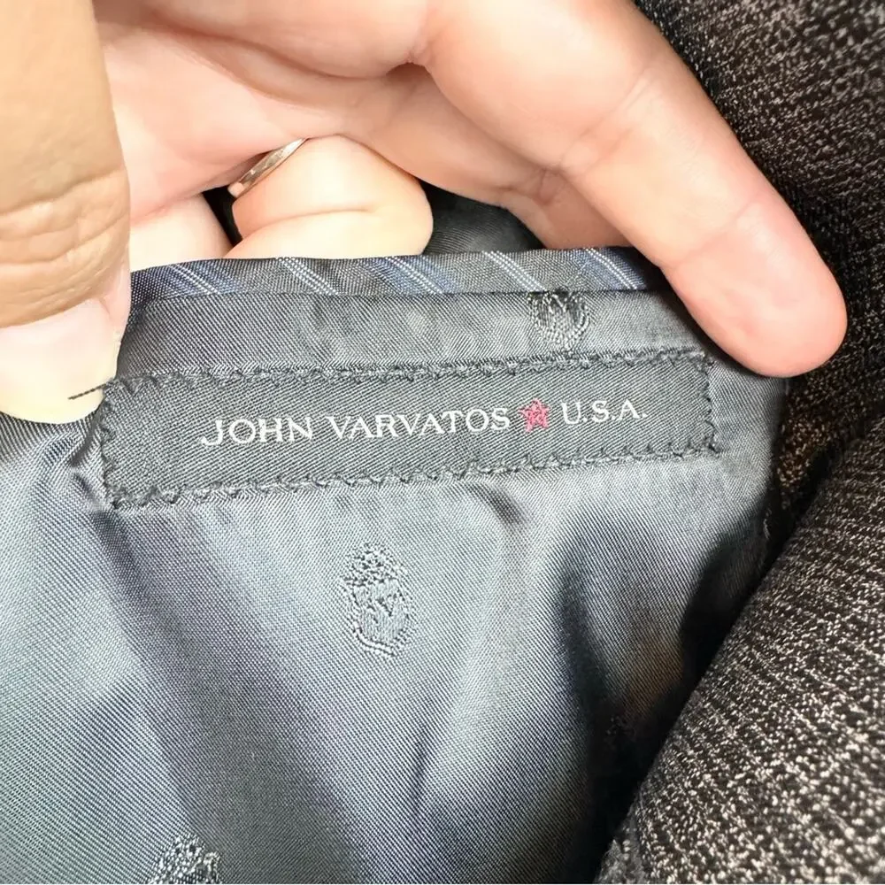 John Varvatos Men's Wool Sport Coat Blazer‎ Office Jacket Grey Pattern Size 36R